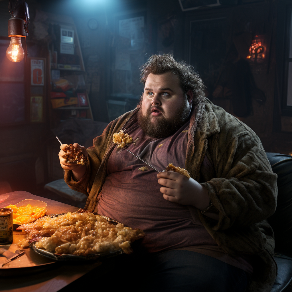 Image of a Fat Guy Smoking Cheetos