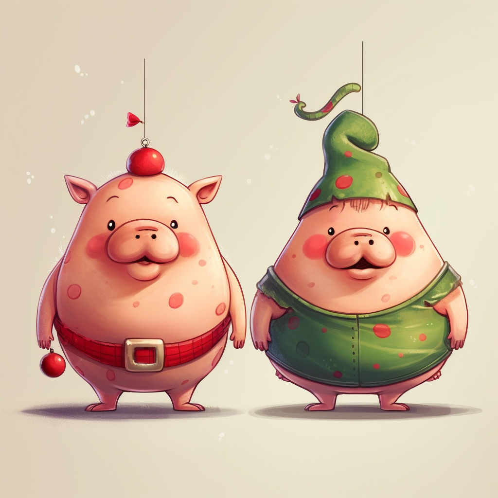 Cute Funny Pig with Christmas Bells