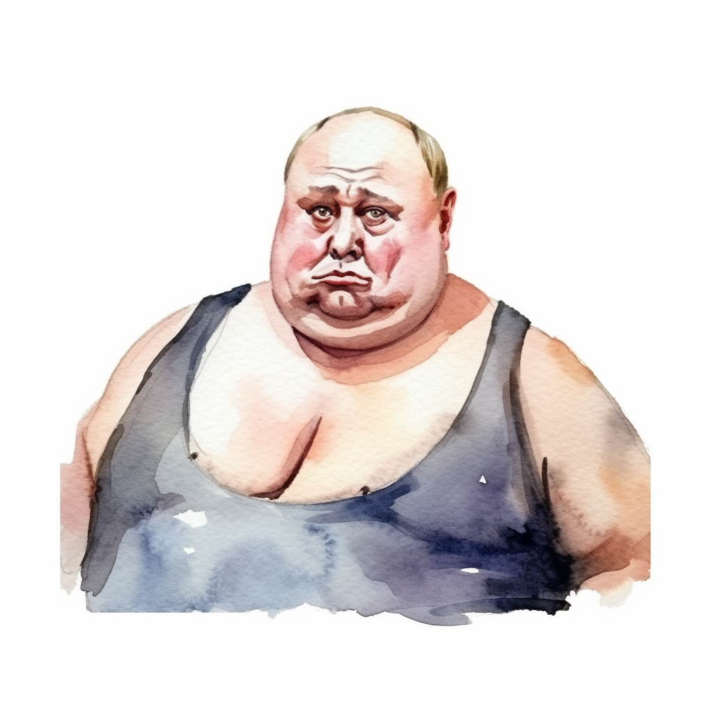 Illustration of a funny fat Putin on a shirt