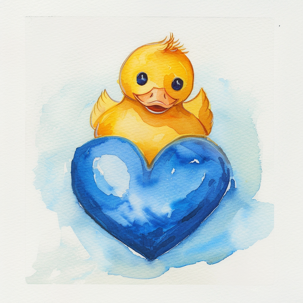 Fat rubber duck heart painting