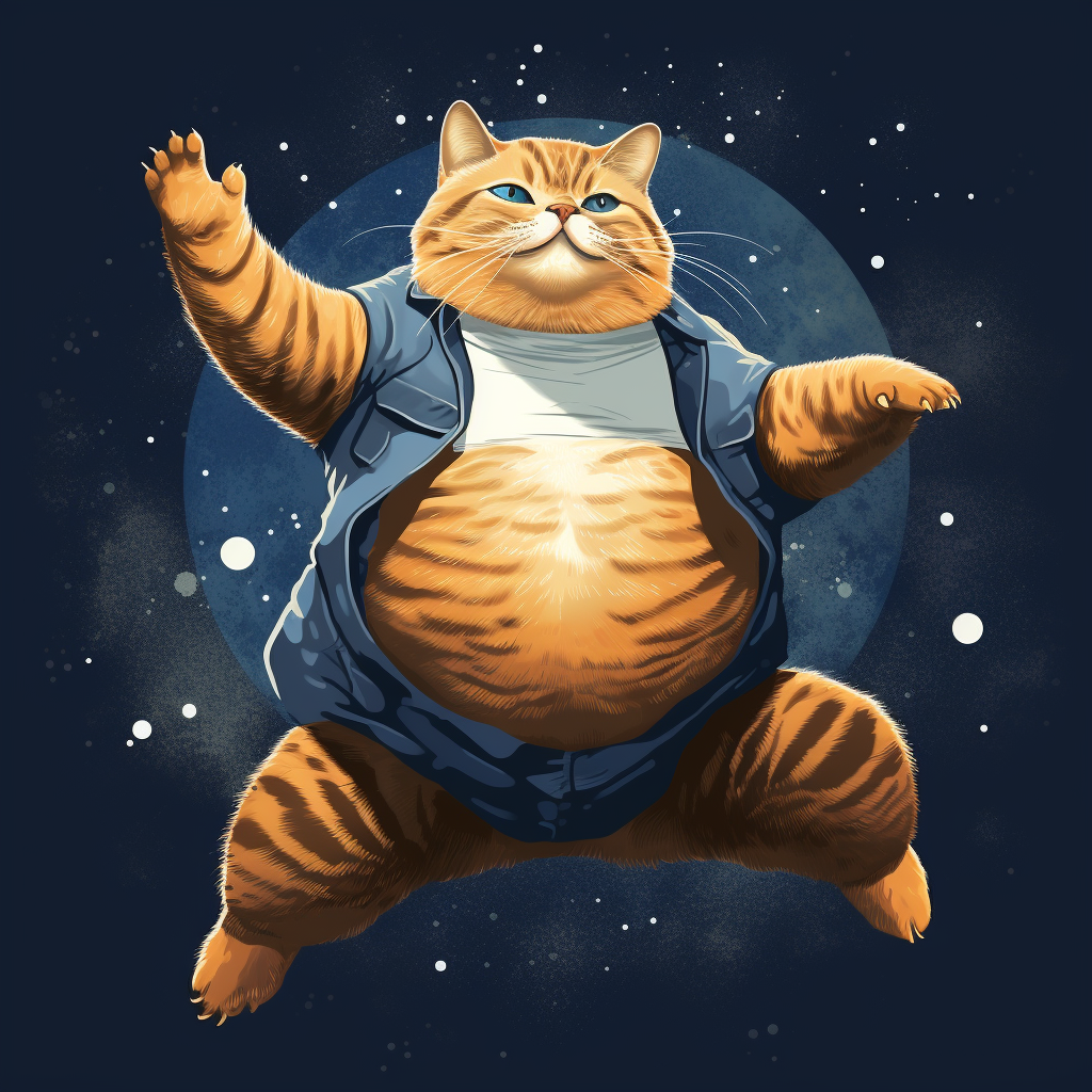 Cat dancing on t-shirt