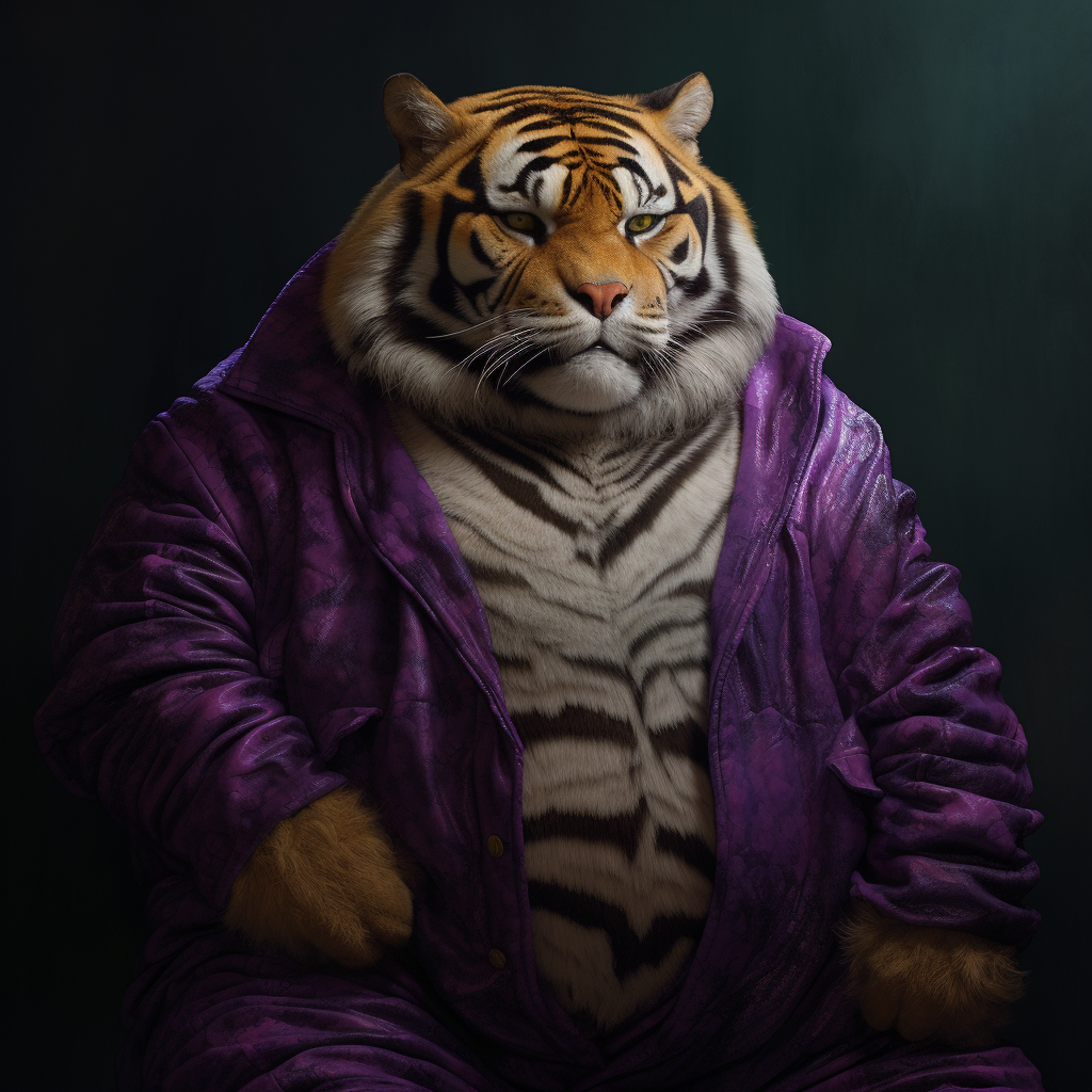 Fat Furry Half Human Tiger Purple