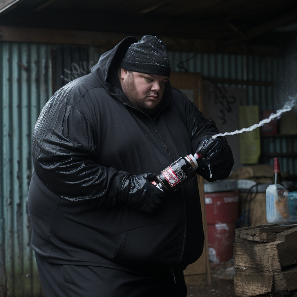 Obese UK Drill Artist with Spray Can