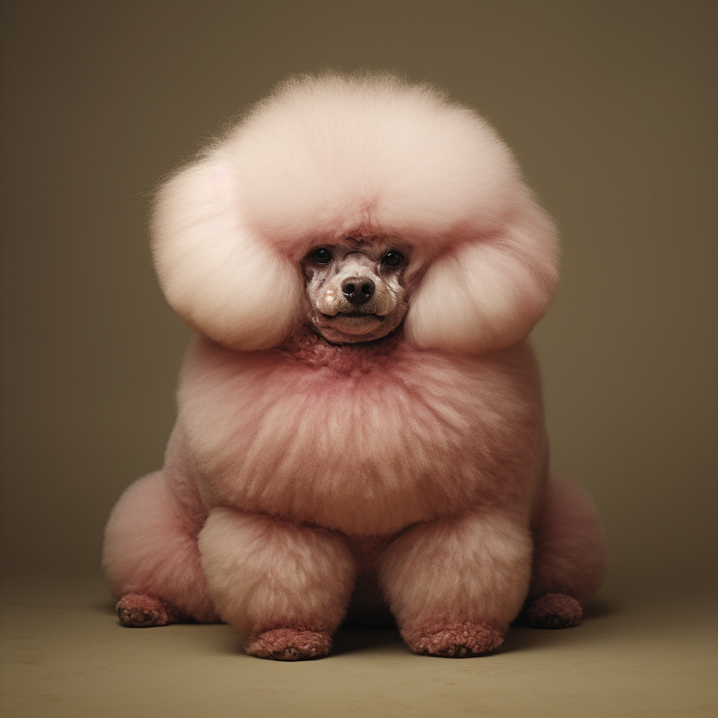 Cute chubby poodle with curly fur