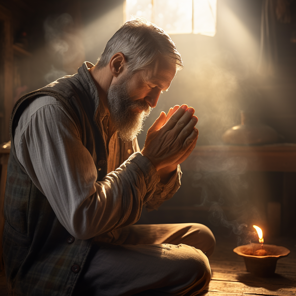 Father on knees praying