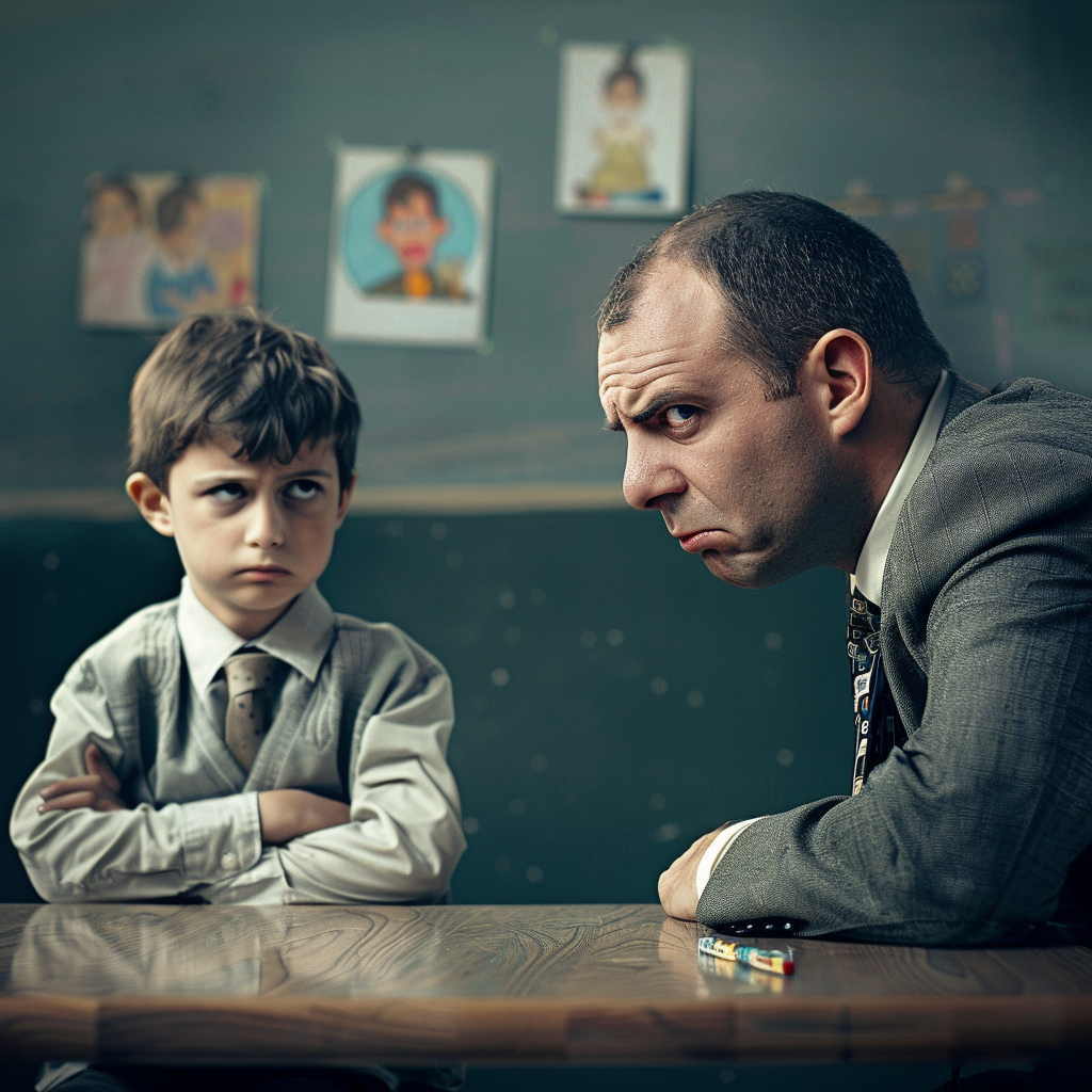 Father and teacher meeting emotions