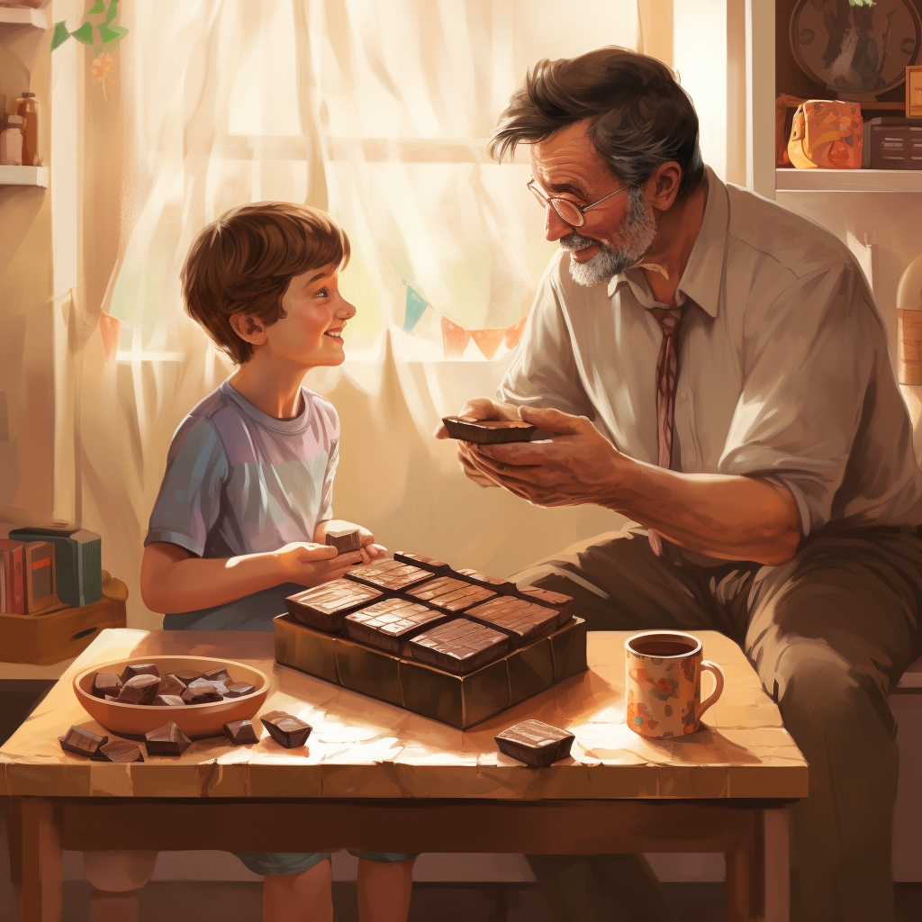 Son serving coffee to his father