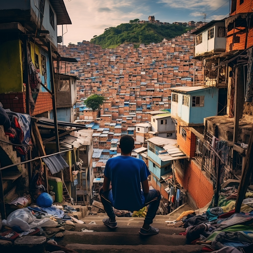 Children in Brazilian Favela Amidst Sewage Problems