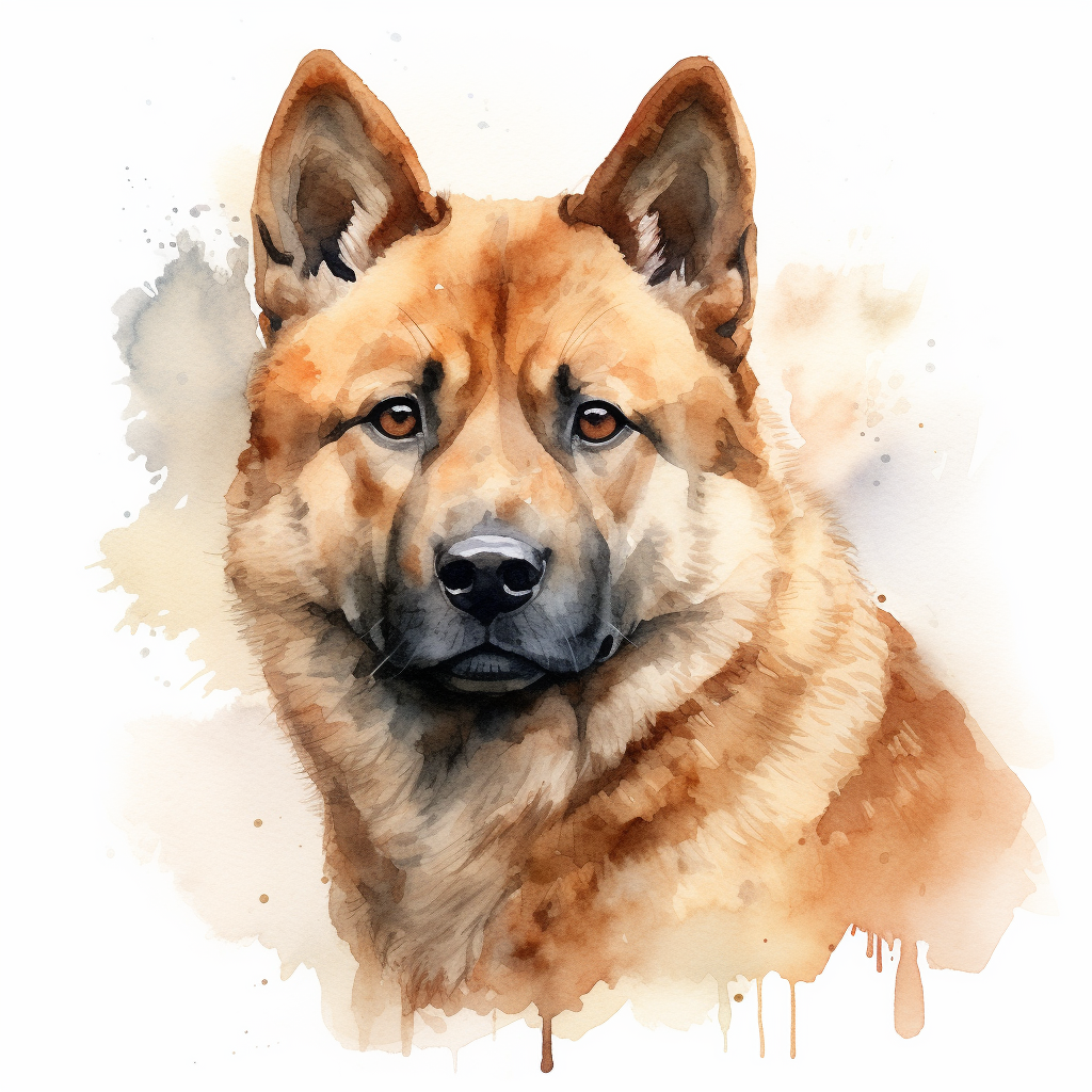 Fawn American Akita dog portrait