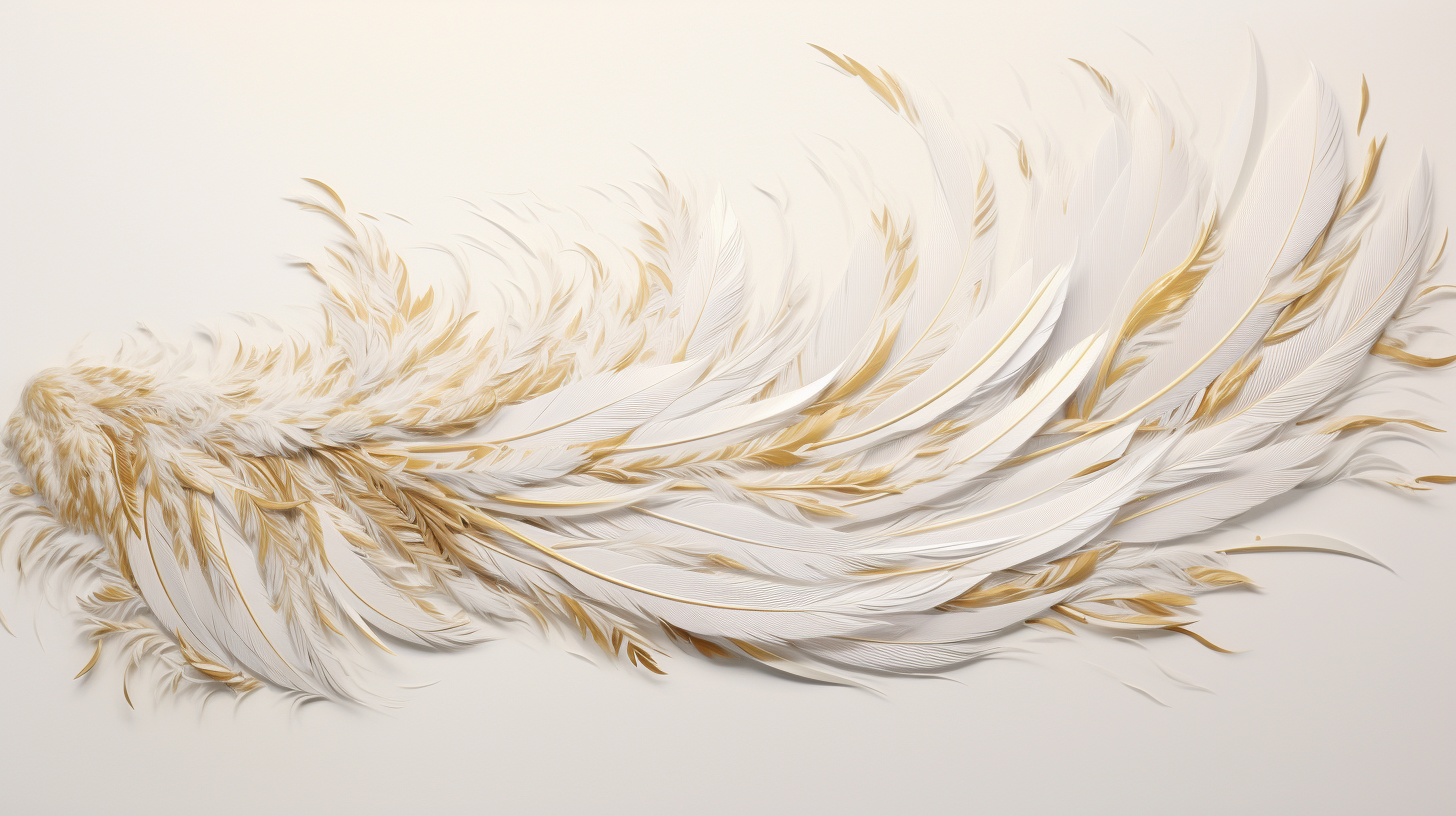 Feathered gold and white image