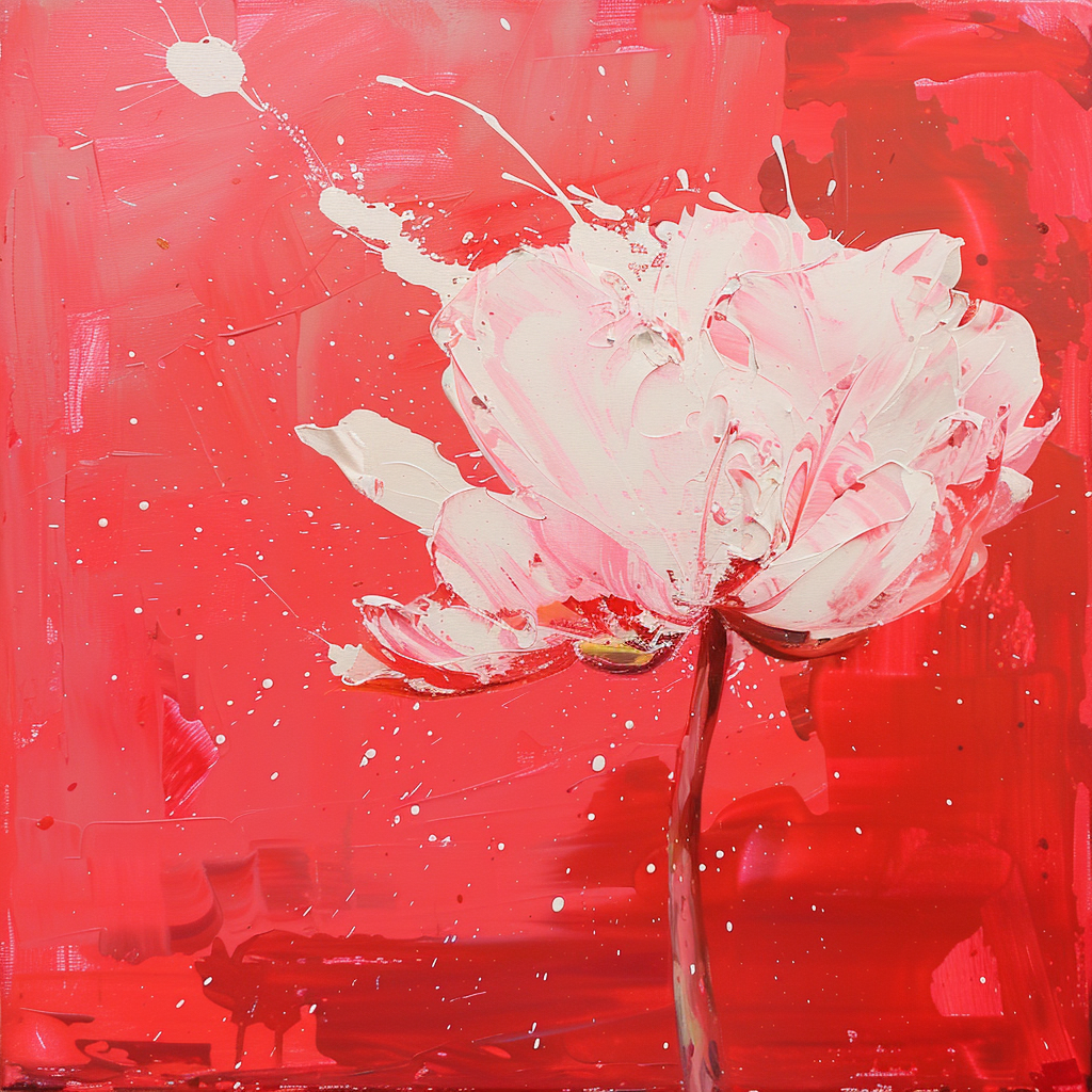 Pink Red February Birth Flower Painting