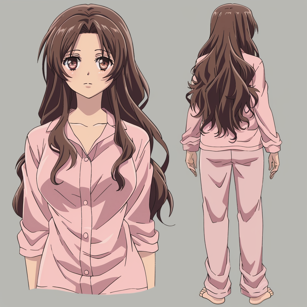 Anime character in pink pajamas