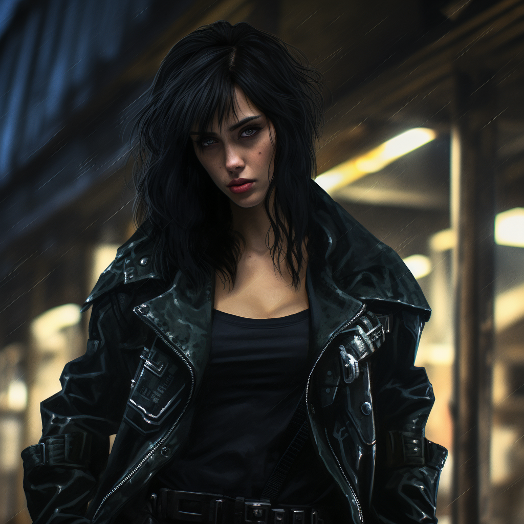 Stylish Female Bladerunner in Cyberpunk Setting