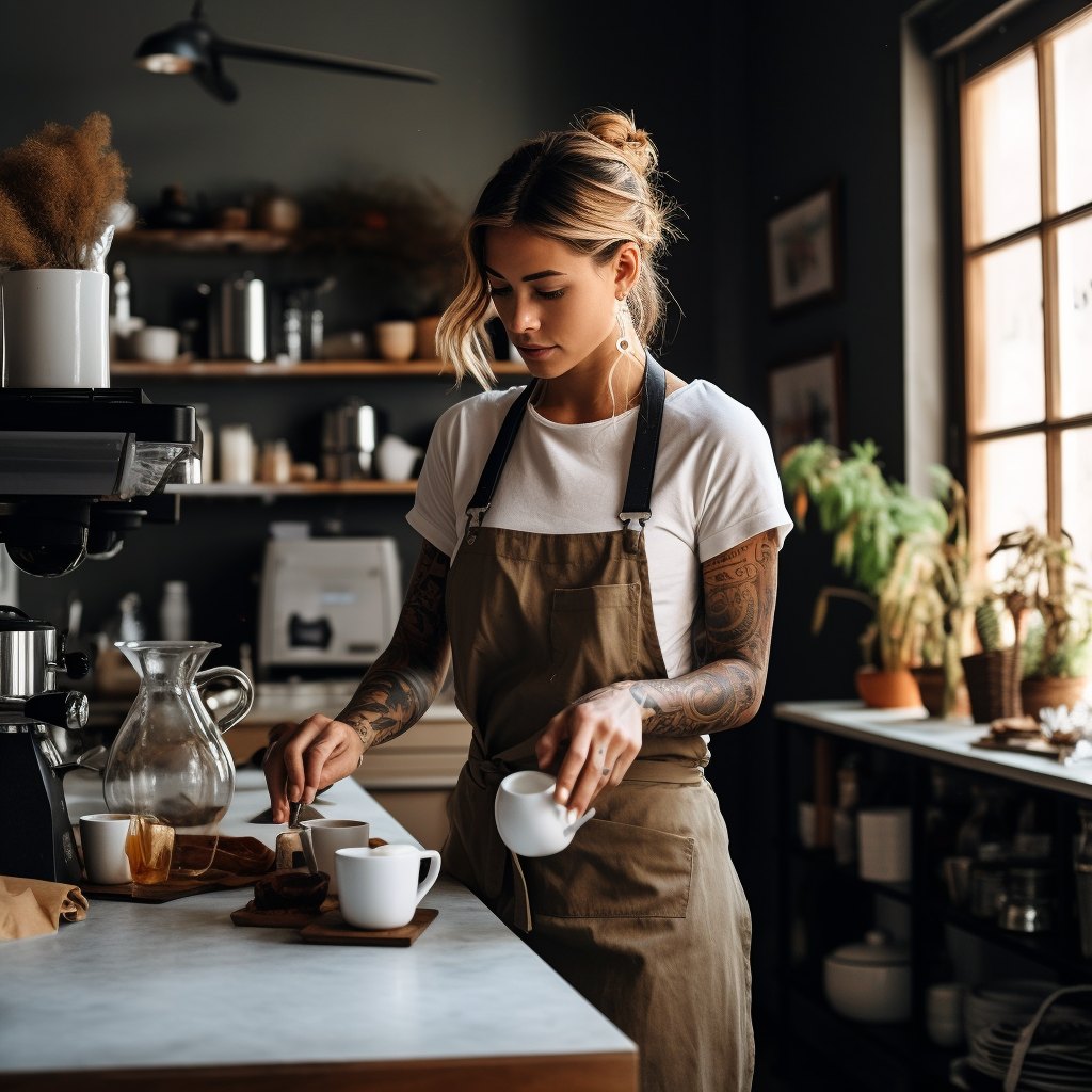 Female chef preparing coffee recipes