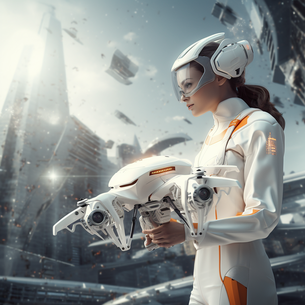 Female Doctor Astronaut in Futuristic Space Suit