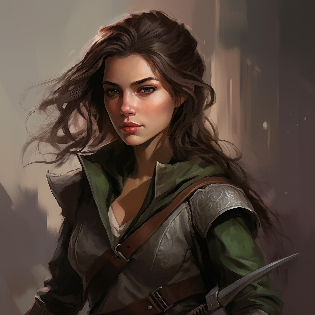 Female Elf with Brown Hair and Rogue Dagger