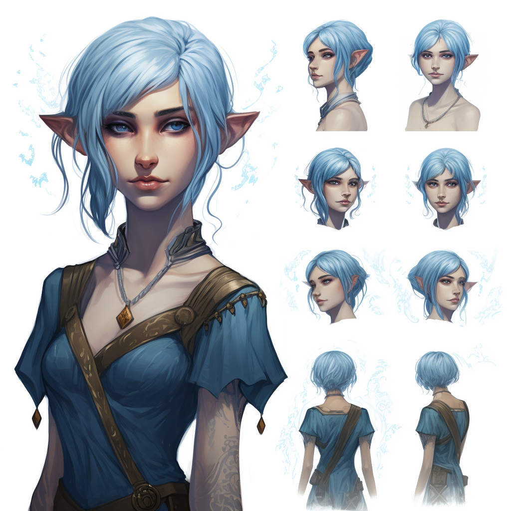 Female elf warlock with blue hair