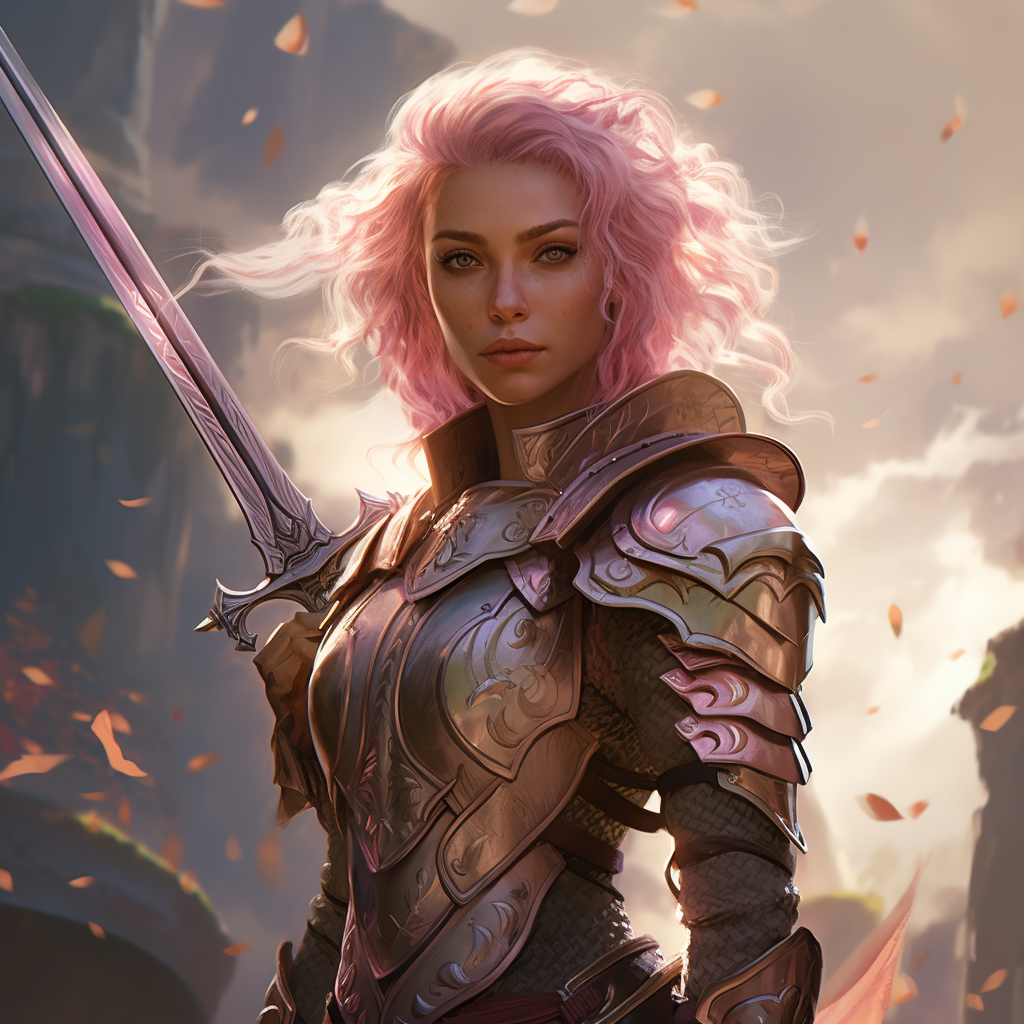 Female Elven Fighter with Pixie Cut and Half Plate Armor