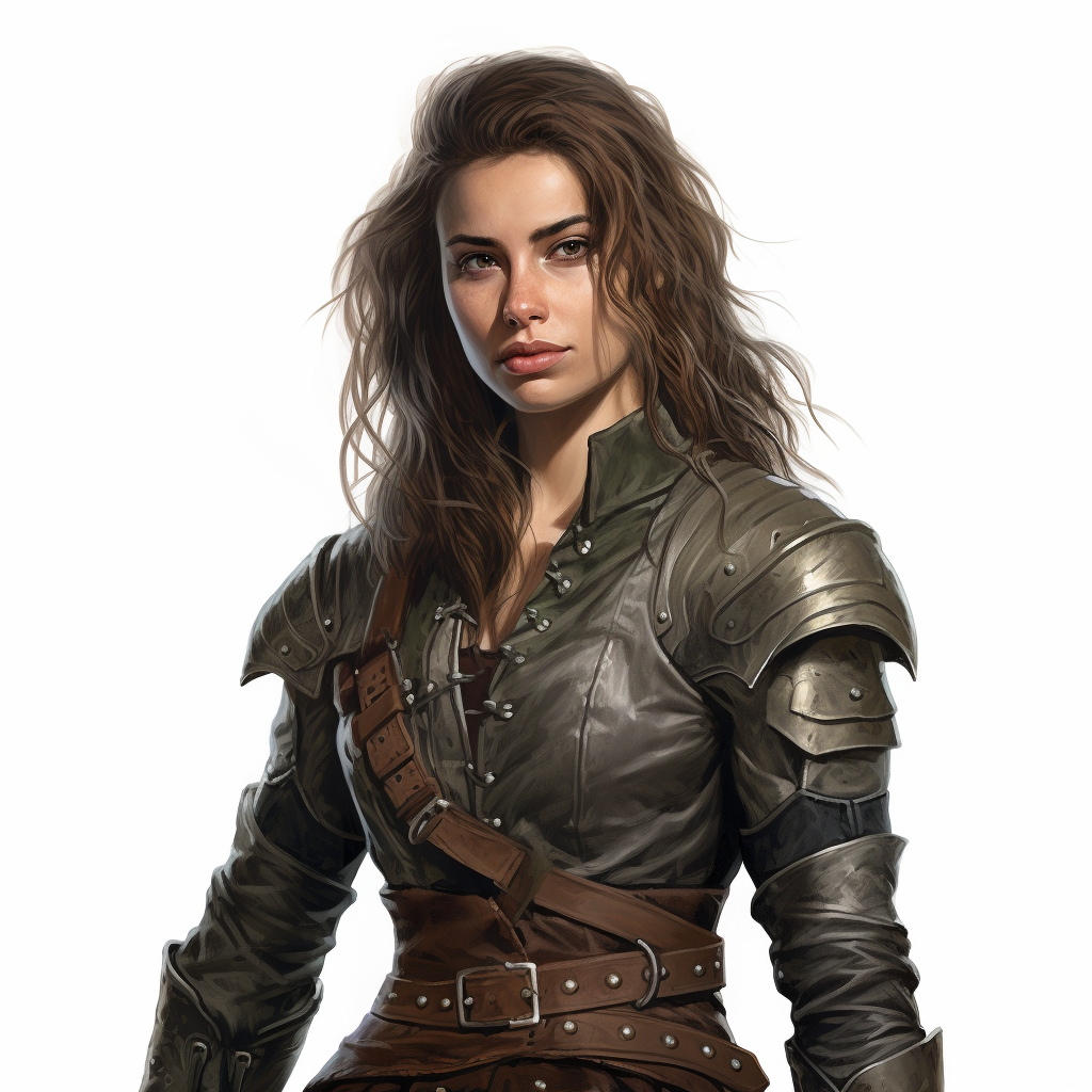 Female fantasy rogue thief white background portrait