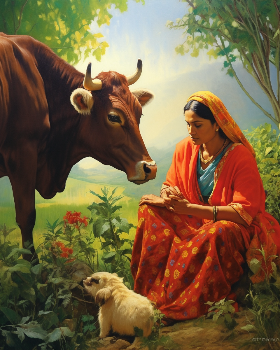 Beautiful Female Farmer with Cow