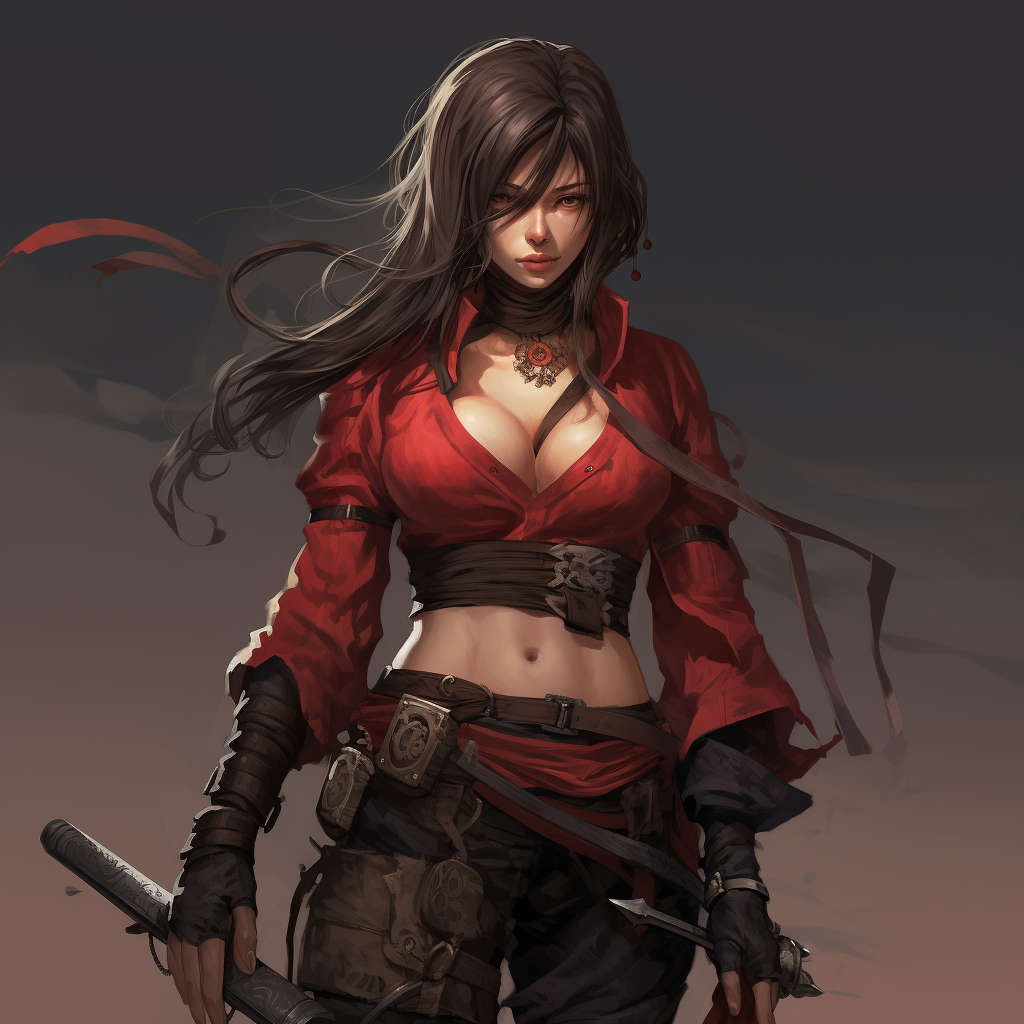 Anime-style image of a fierce female fighter