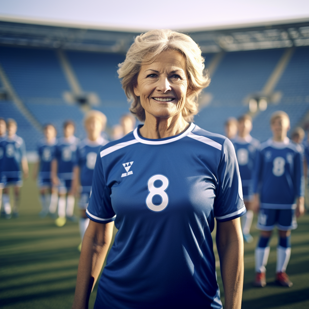 Group of Smiling Female Football Players