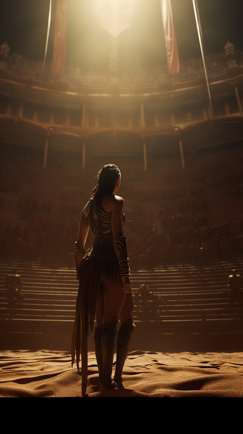 Female Gladiator Prisoner in Dramatic Arena