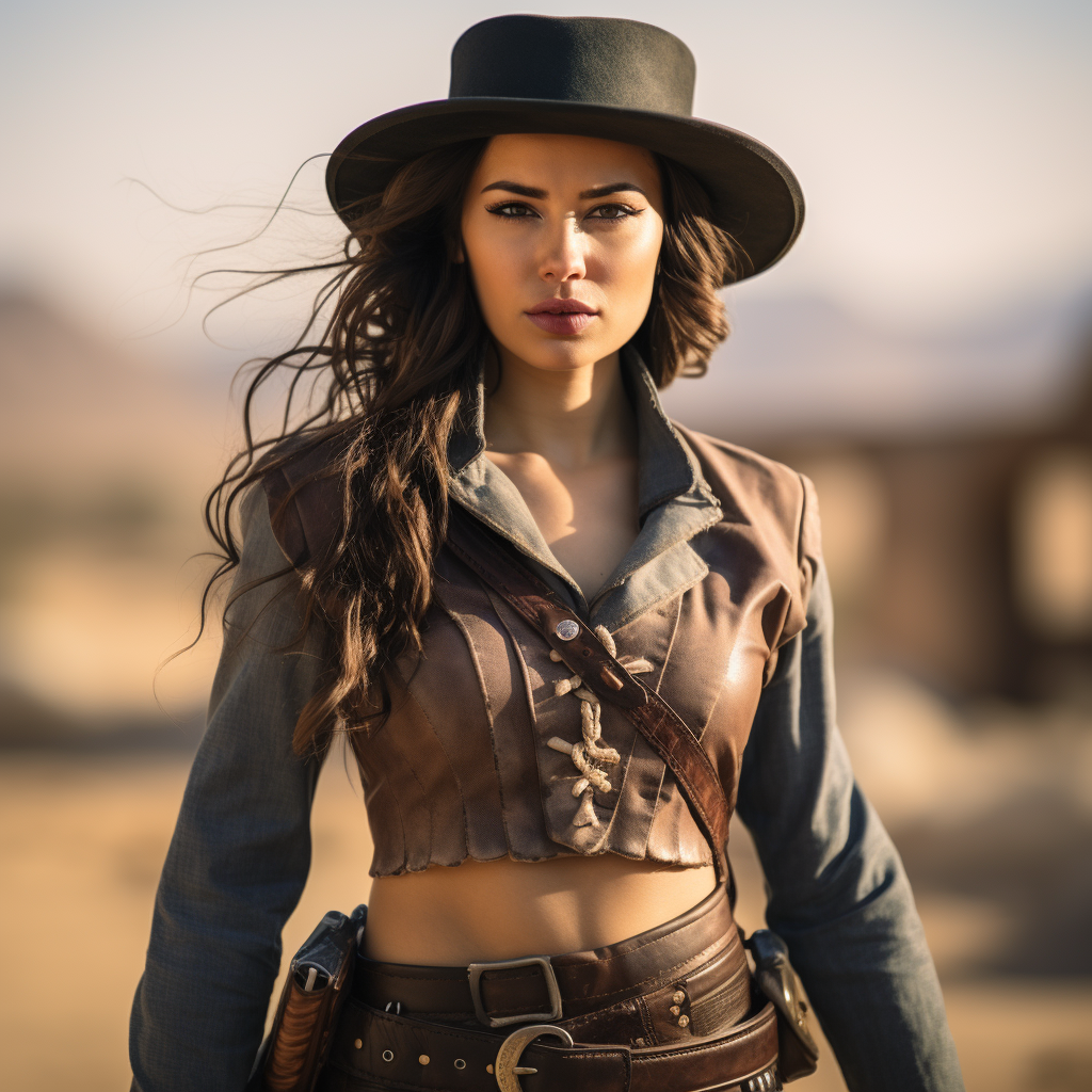 Female gunslinger in the wild west