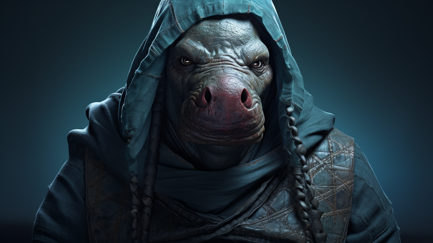 Female Hippo Person in Hood Rogue