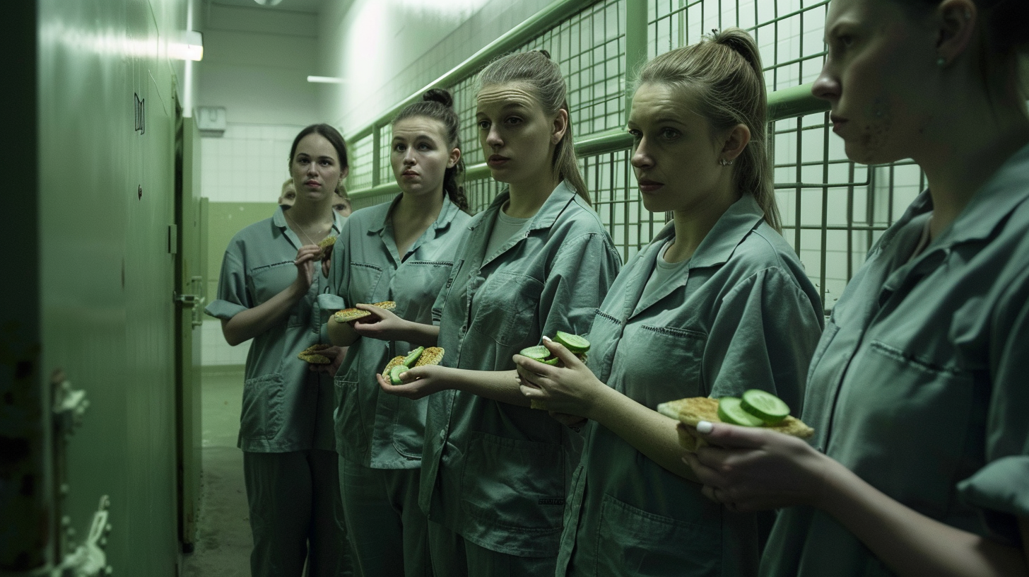 Female Inmates Eating Sandwiches