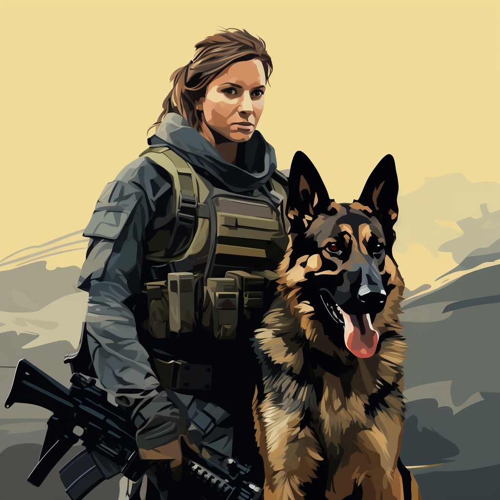 Female K9 Handler with German Shepherd in Tactical Gear