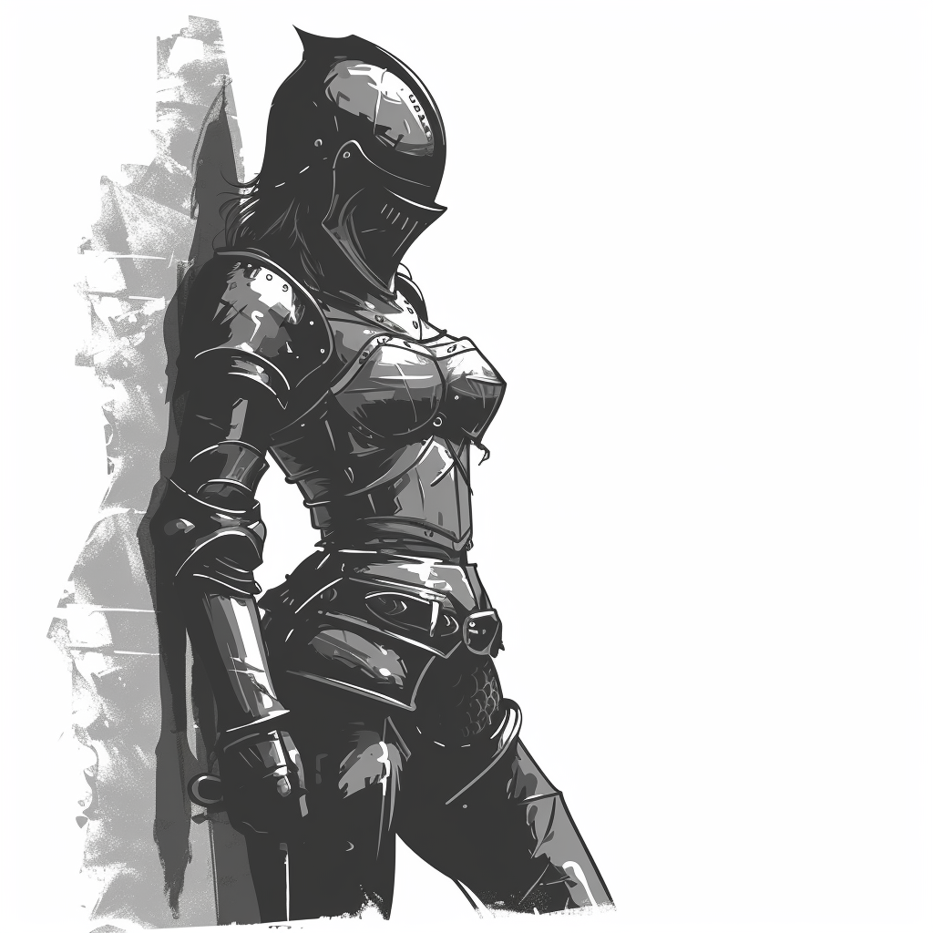 Female Knight Leaning against Wall