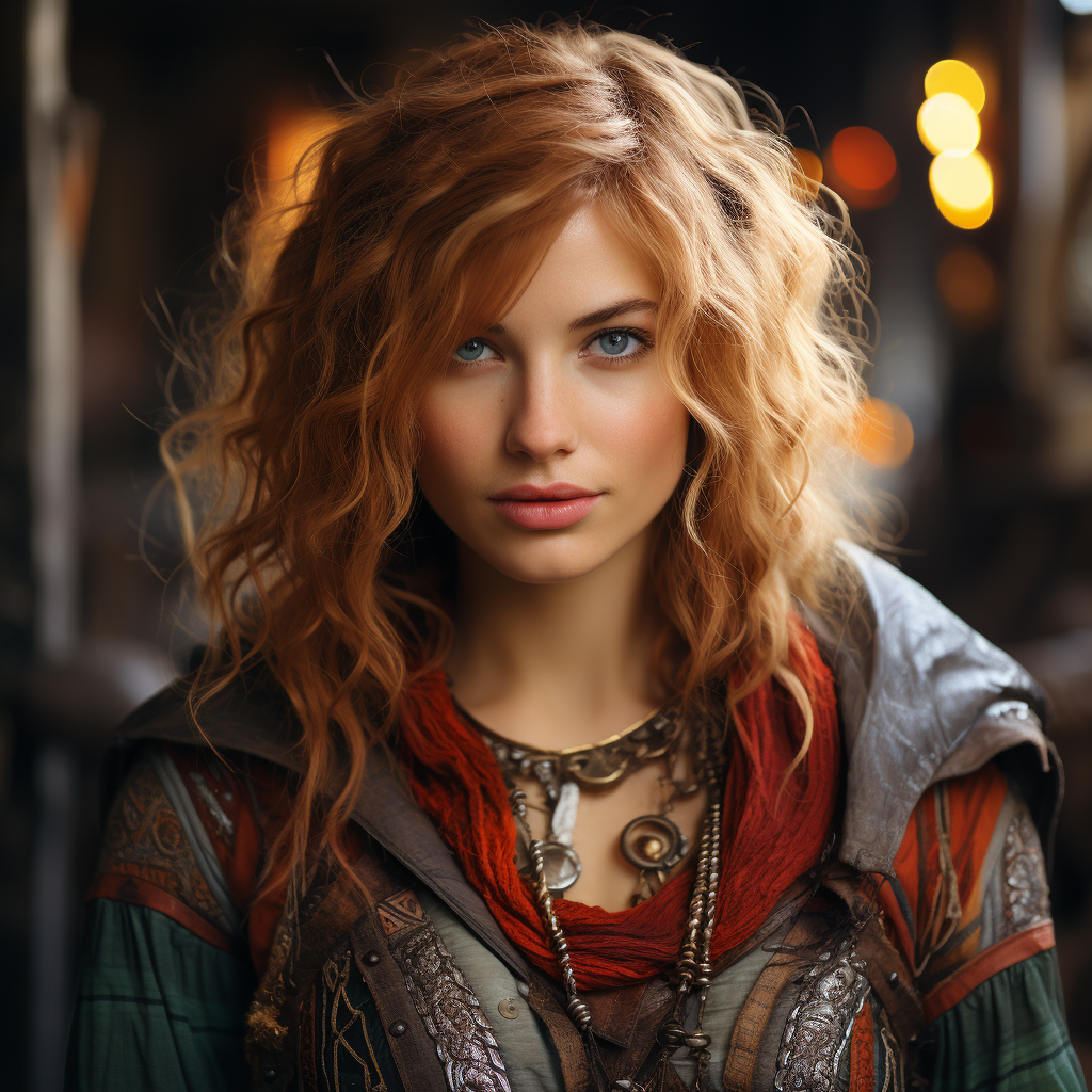 Brave female magic fighter with stunning portrait