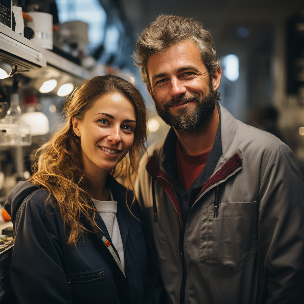 Female and Male Scientists in Modern Lab