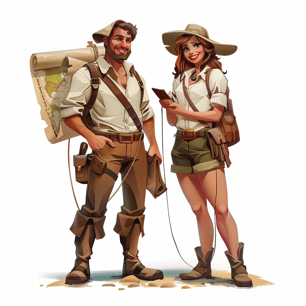 Female male tourism guides illustration