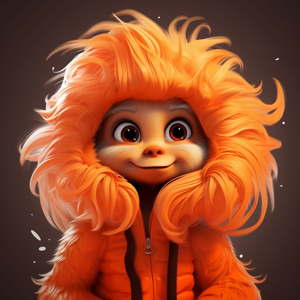 Adorable female monkey with orange fur - cartoon concept art