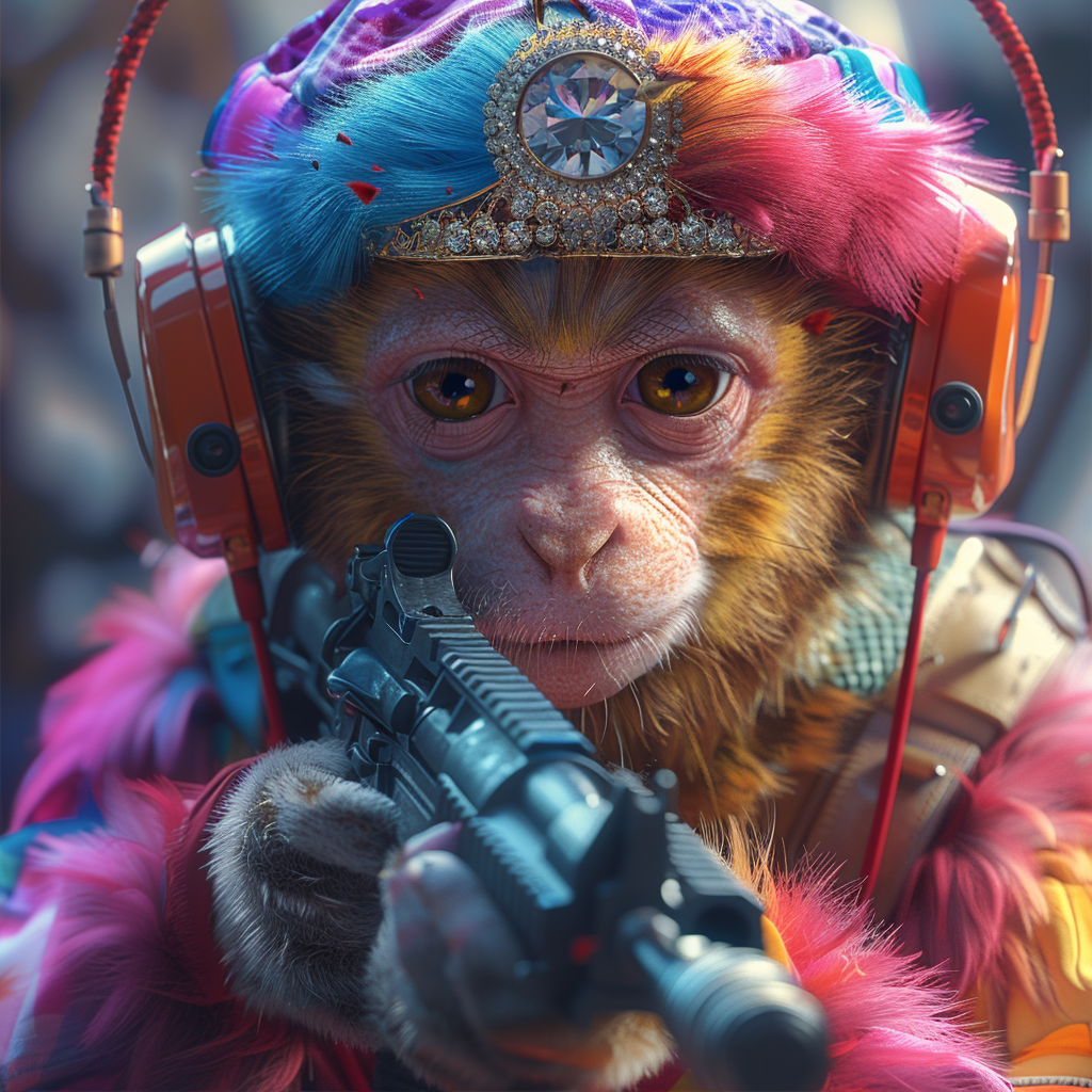 Female Monkey with Rainbow Hair