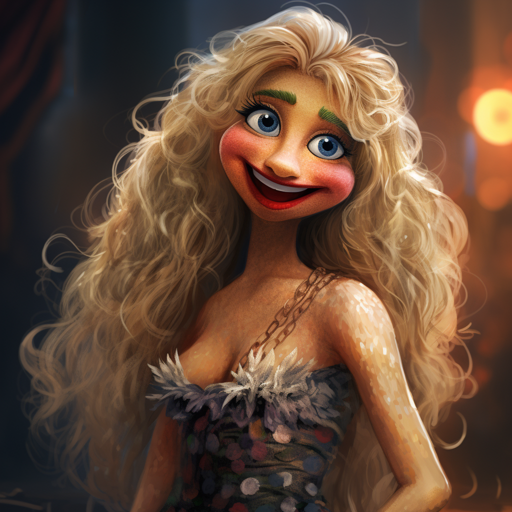 Female newscaster muppet image