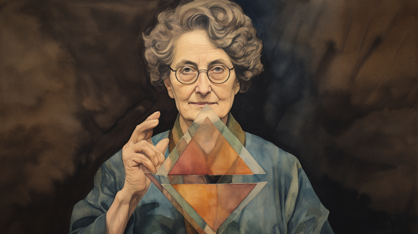 Painting of female philosopher with triangle