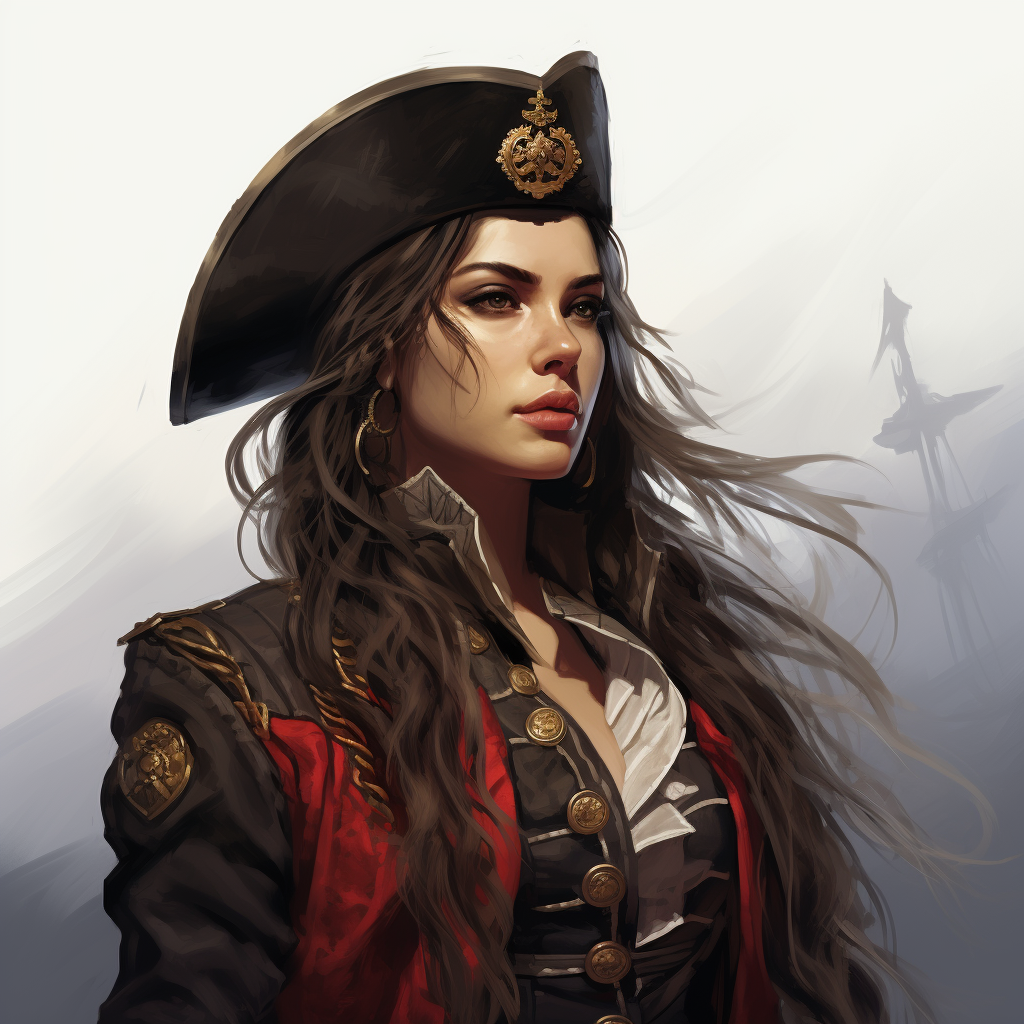 Female pirate captain illustration