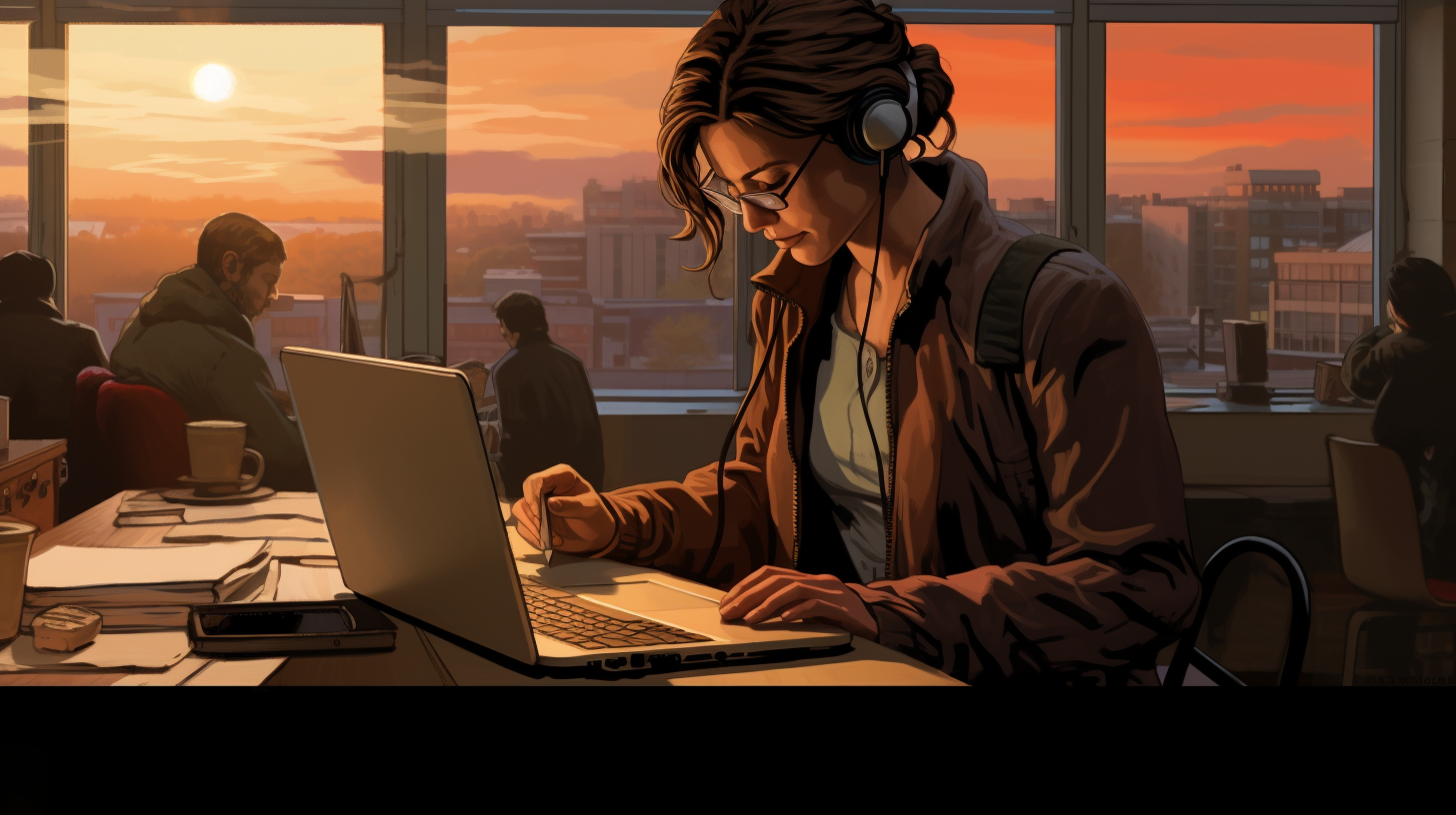 Illustration of a Female Professor Using a Laptop