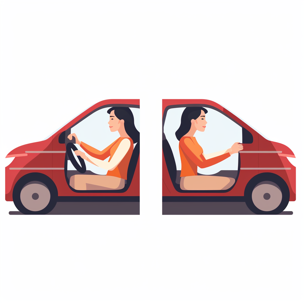 Woman in Red Blouse Inside Car