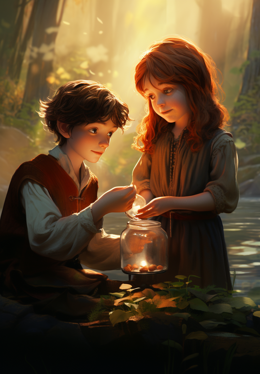 Red-haired elf offering water to Bilbo Baggins