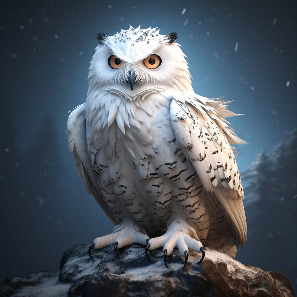 Anthropomorphic female snow owl in stunning HD