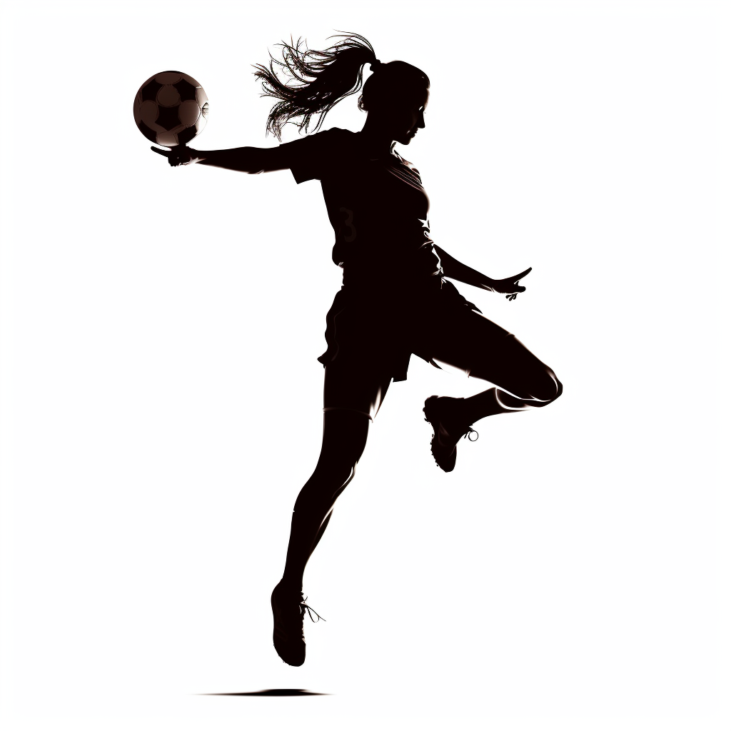 Silhouette of female soccer player performing bicycle kick