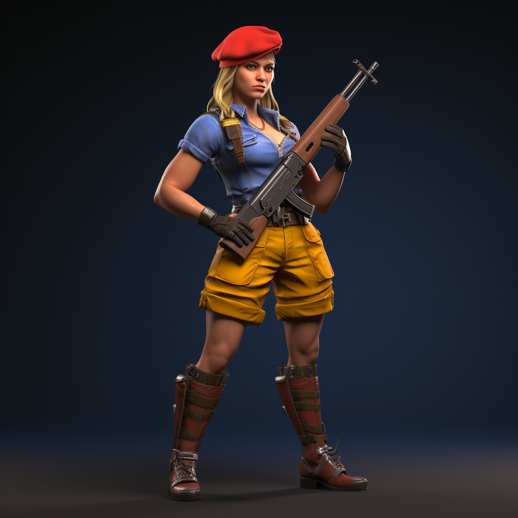 Stylized female soldier with shotgun