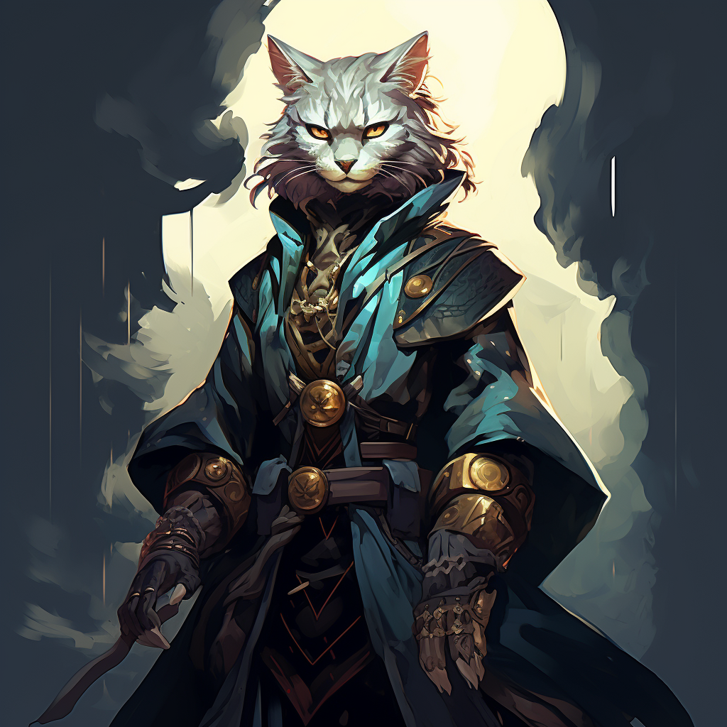 Artistic depiction of female tabaxi warlock