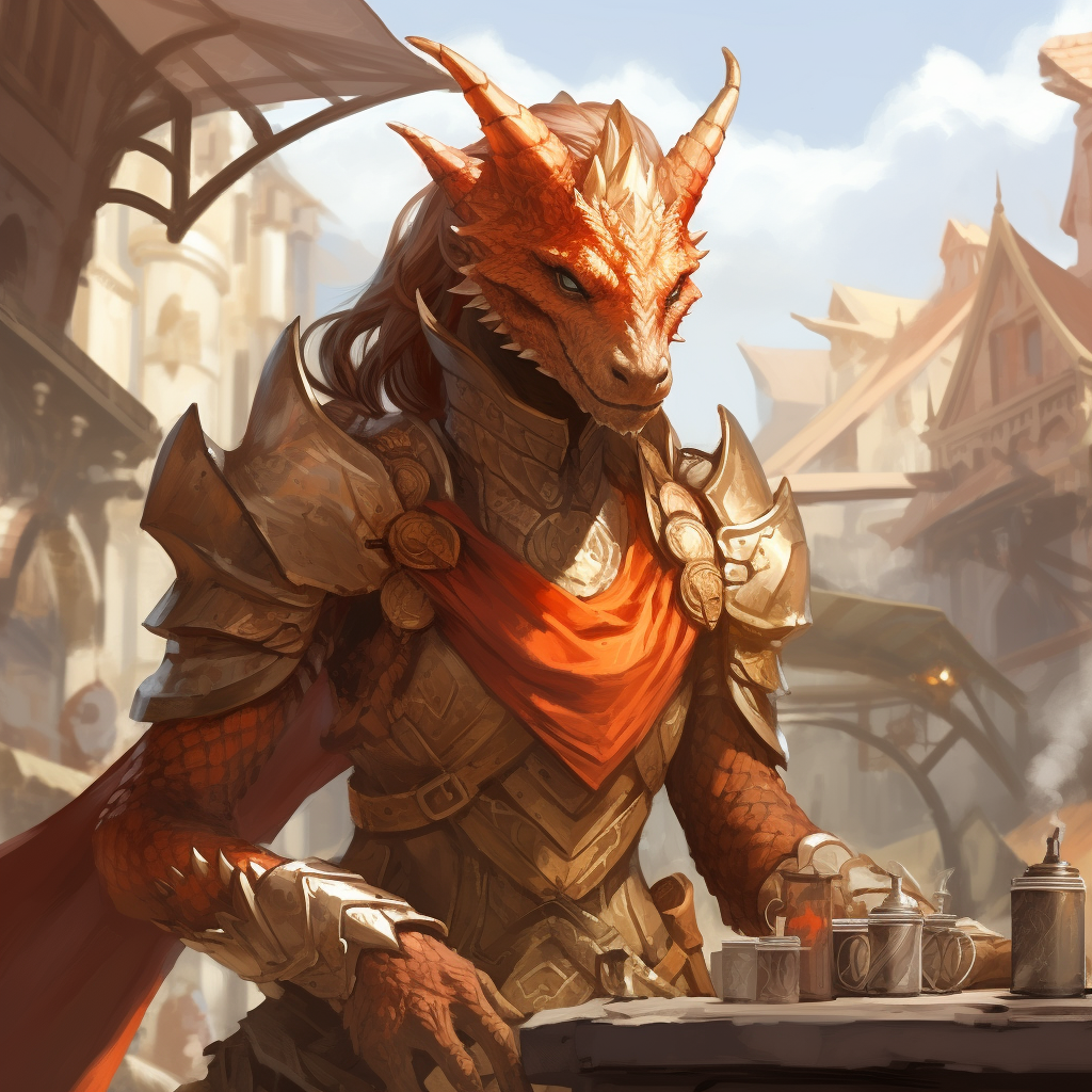 Female Topaz Dragonborn at Fantasy Market