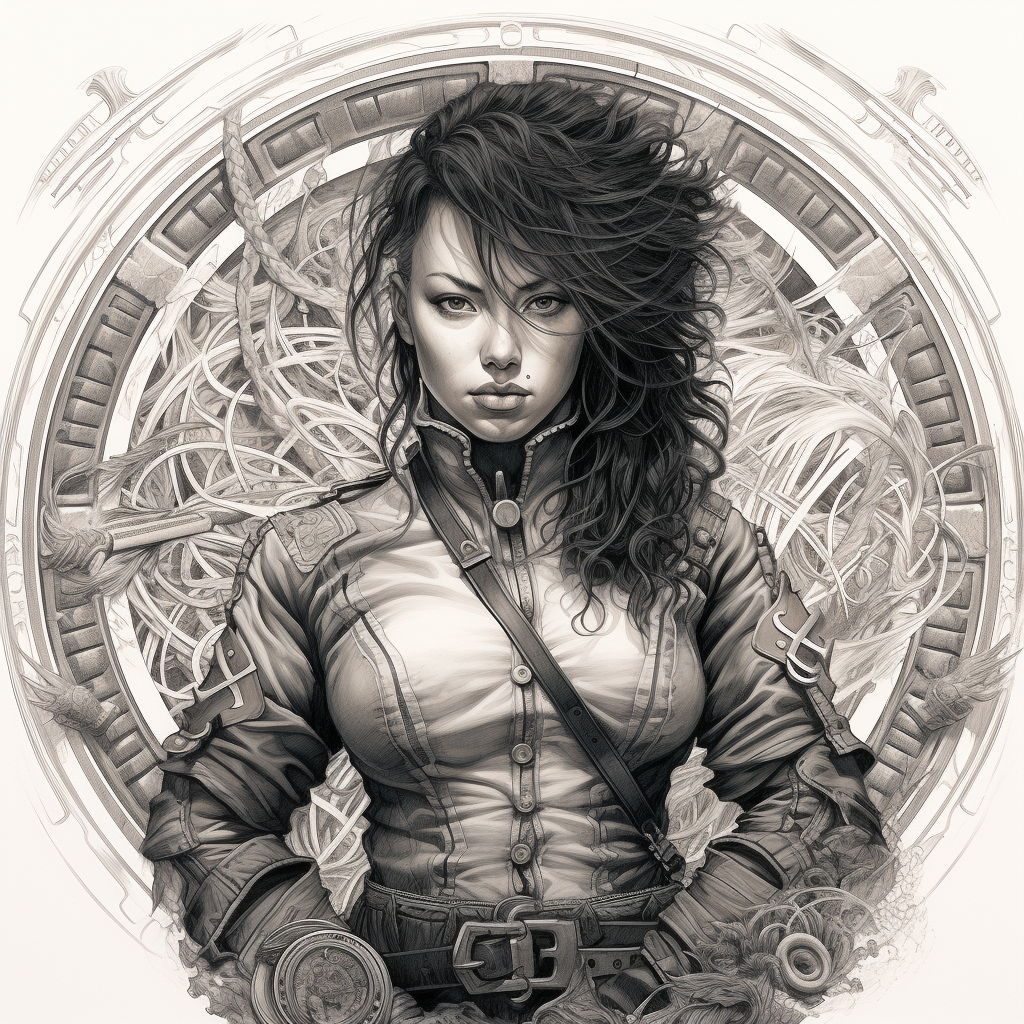 Detailed illustration of a female warrior