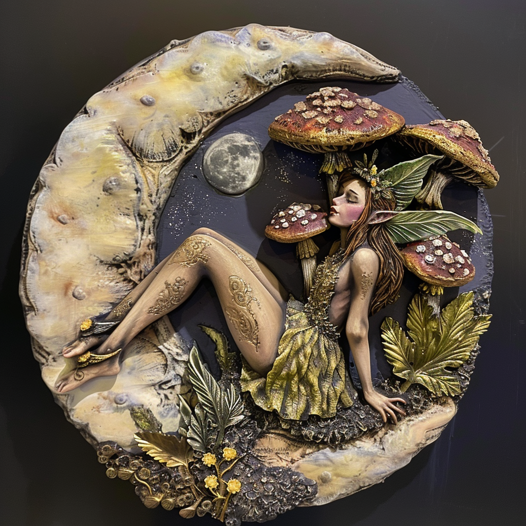 Female fairy on mushroom moon